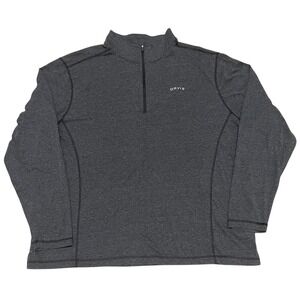 Orvis Quarter Zip Pullover Men XXL Charcoal Grey Heather Mock Neck Long Sleeve